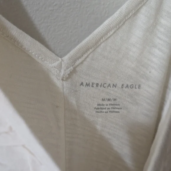 American Eagle Ruffled Cream Sleeveless Top - Picture 4 of 5